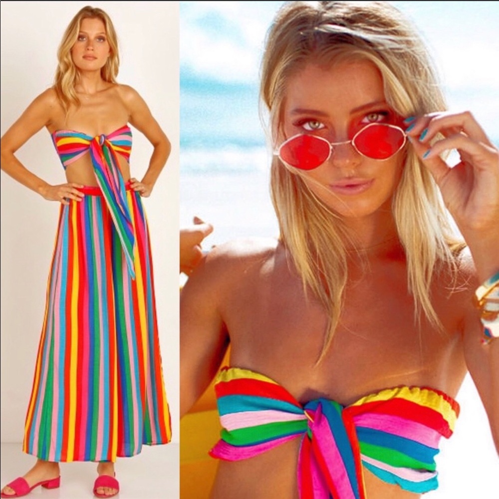 Show Me Your MuMu Rainbow Stripe Bandeau Top